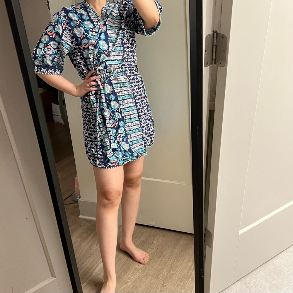 artisan NY boho Pom Pom wrap dress